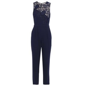 Alice + Olivia Jeri Guipure Laced Crepe Jumpsuit